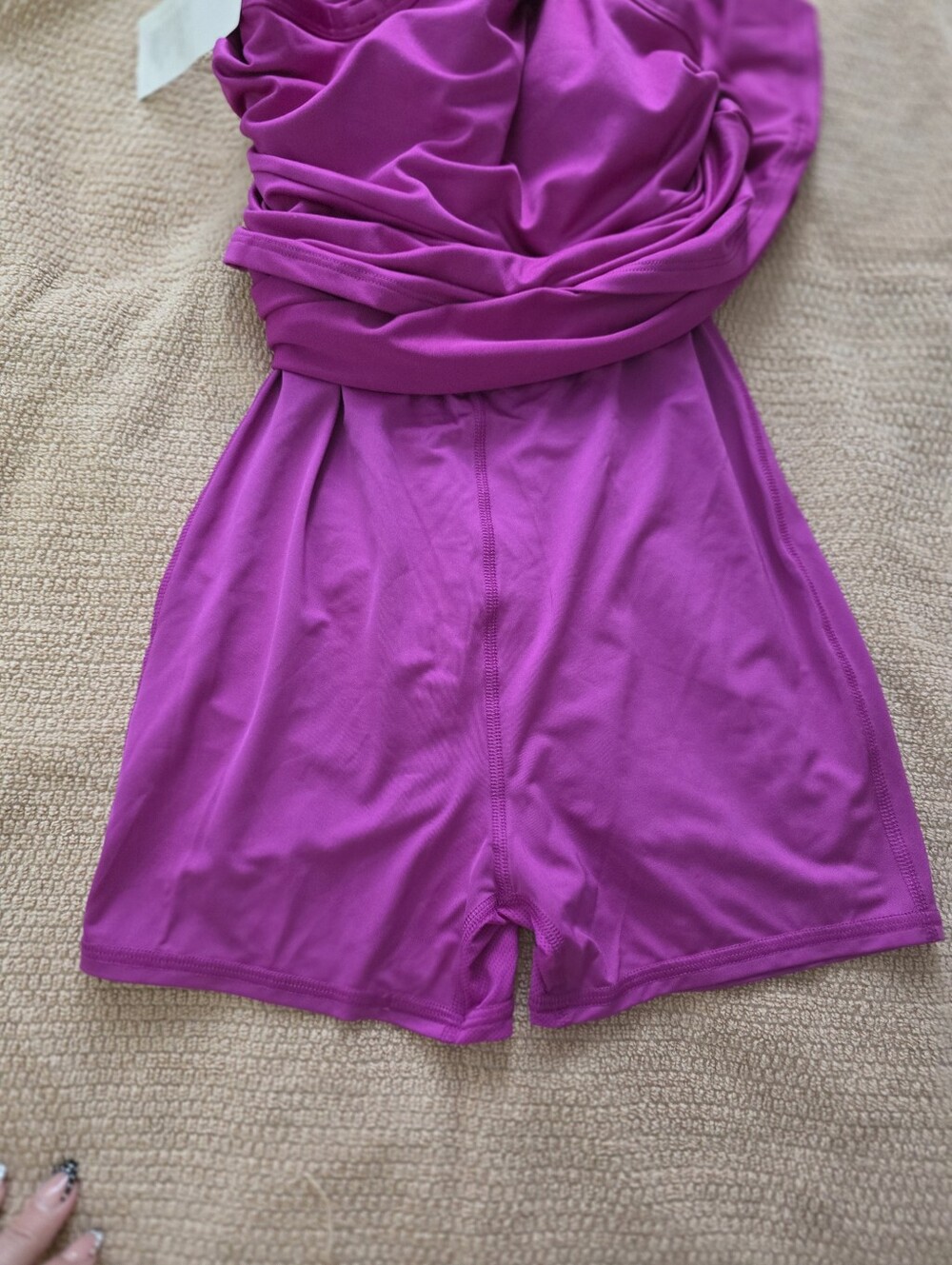 Girl's One-Shoulder Pink Tank Dress - Picture 4 of 6